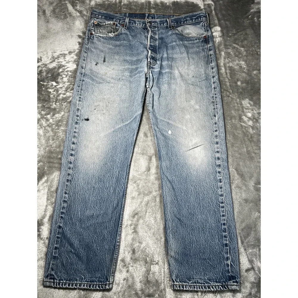 Levi's 501 Jeans Men Size 40x29 Blue Denim Button Fly Workwear
